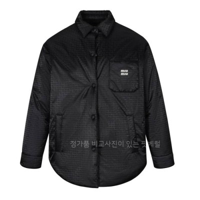 미*미우 로고 버튼 다운 패딩