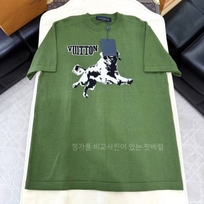 루*비통 쇼트 슬리브드 코튼 크루넥 니트 반팔