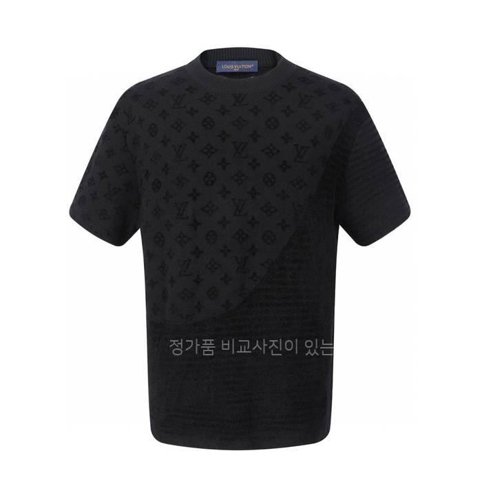 루*비통 그래픽 자카드 쇼트 슬리브드 크루넥 니트 반팔