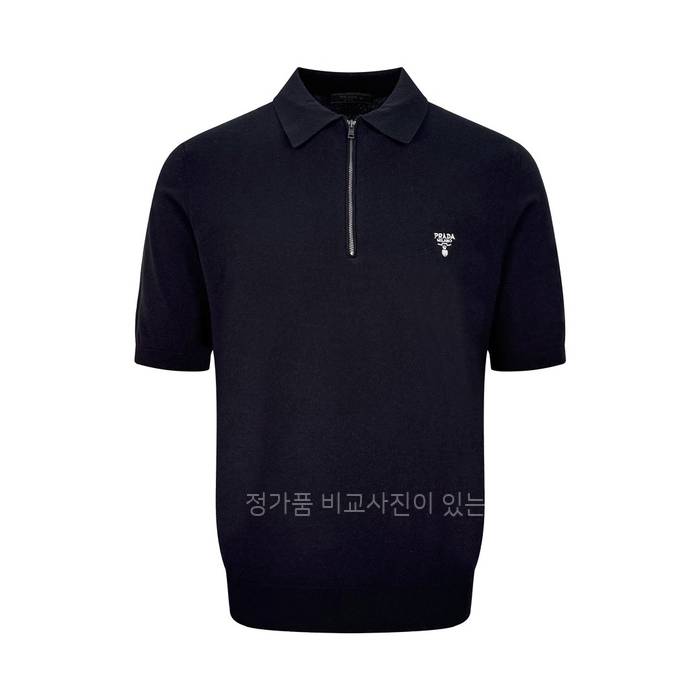 프*다 로고 울 지퍼 폴로 니트 반팔