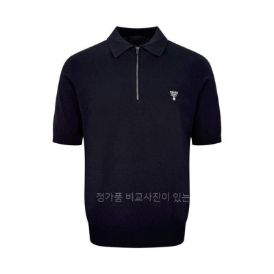 프*다 로고 울 지퍼 폴로 니트 반팔