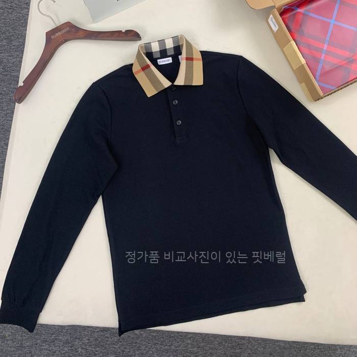 버*리 코튼 폴로 긴팔티셔츠