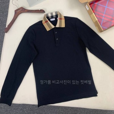 버*리 코튼 폴로 긴팔티셔츠