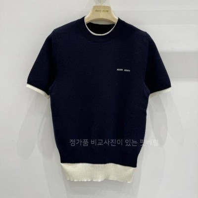 미*미우 배색 니트 반팔