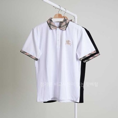 [국내배송] 버*리 EKD 골드 자수 체크 카라 피케 폴로 티셔츠 (2color)