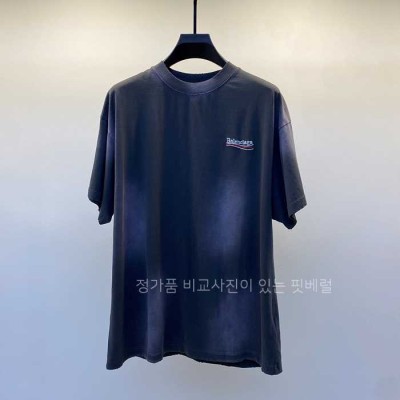 [국내배송] 발*시아가 자수로고 워싱 라운드 티셔츠