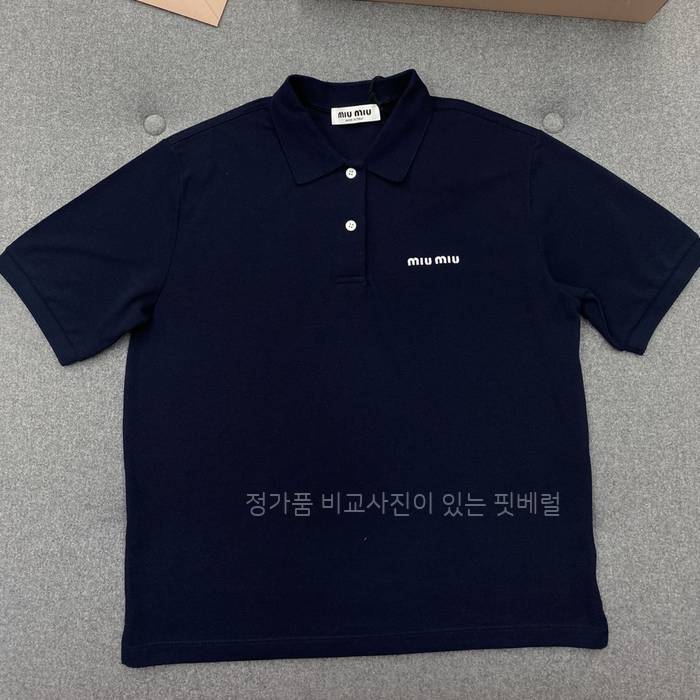 미*미우 피케 코튼 폴로 반팔티셔츠 여성용