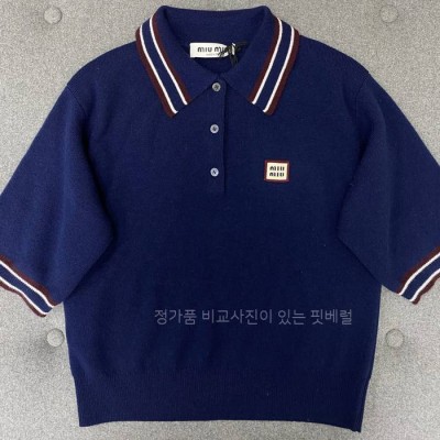 미*미우 로고 폴로 니트 반팔