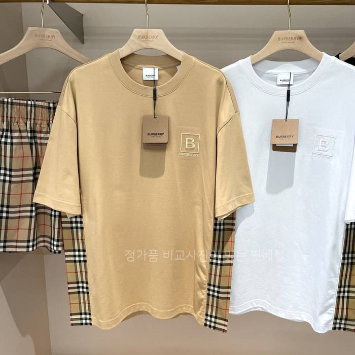 버*리 체크 사이드 반팔티셔츠
