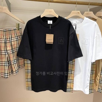 버*리 체크 사이드 반팔티셔츠
