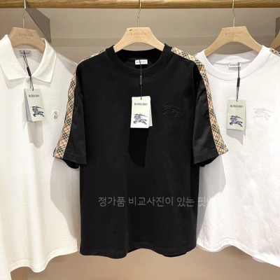 버*리 체크 트리밍 반팔티셔츠