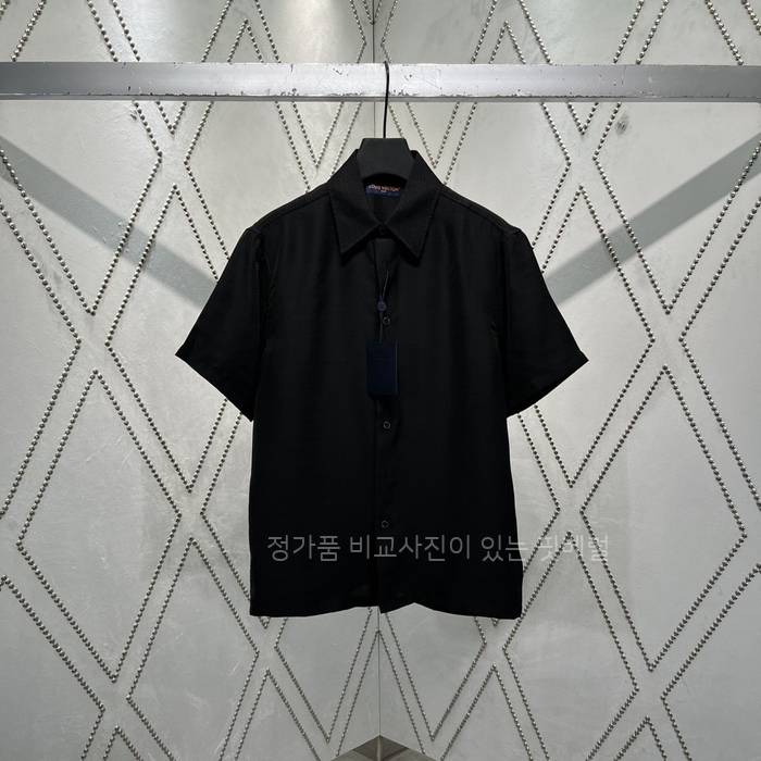 루*비통 엠브로이더드 시그니처 실크 반팔 셔츠