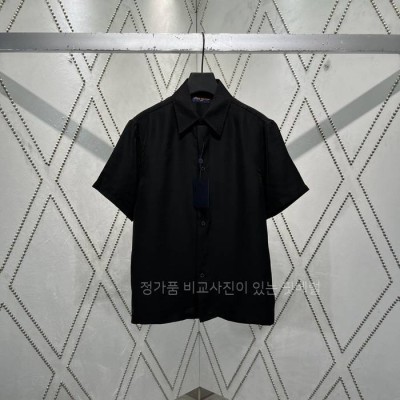 루*비통 엠브로이더드 시그니처 실크 반팔 셔츠