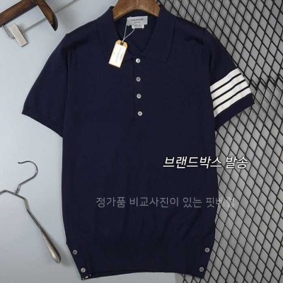 [국내배송] 톰*라운 4바 스트라이프 완장 카라 리브 니트