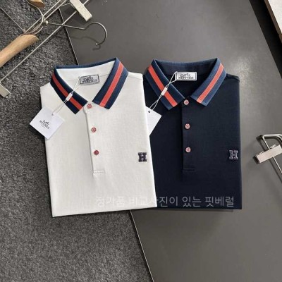 [국내배송] 에*메스 H로고 스티치 포인트 카라티셔츠 (2color)