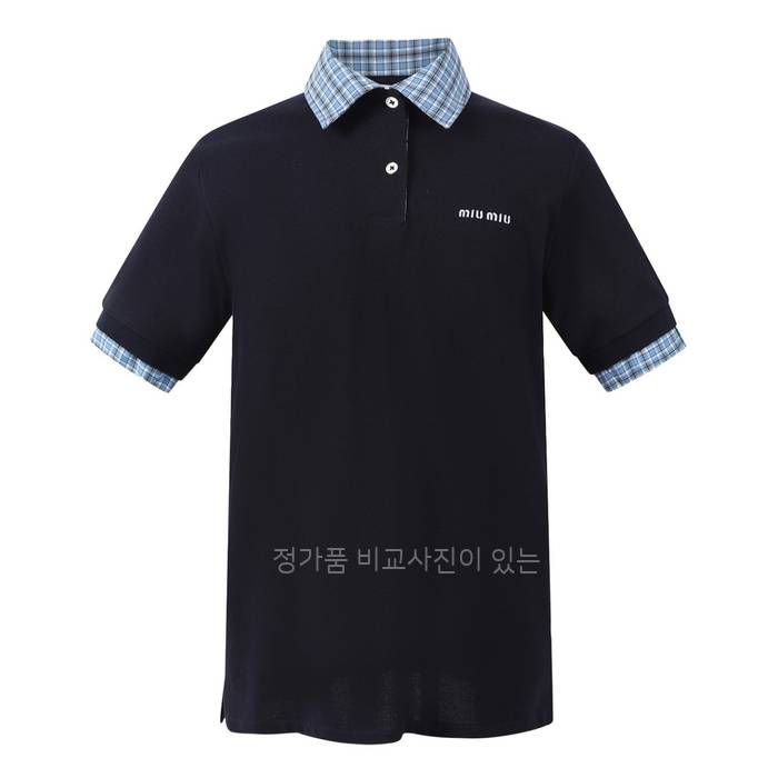 미*미우 페이크 투피스 체크 폴로 반팔티셔츠