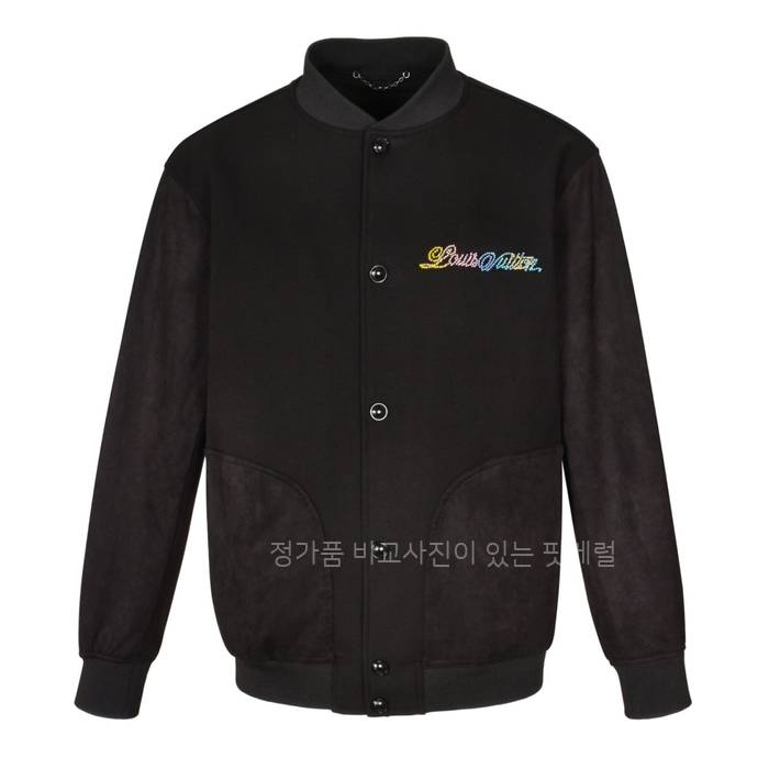 루*비통 레더 믹스 바시티 블루종 자켓
