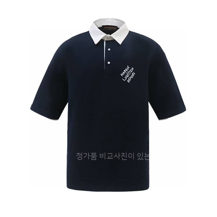 루*비통 엠브로이더드 쇼트 슬리브드 코튼 블렌드 폴로 니트 반팔