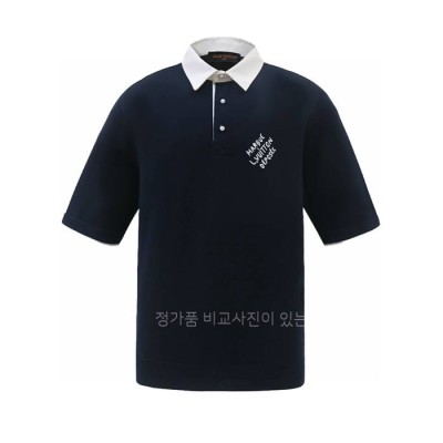 루*비통 엠브로이더드 쇼트 슬리브드 코튼 블렌드 폴로 니트 반팔