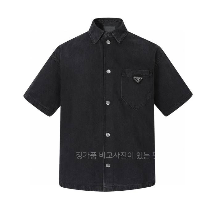 프*다 로고 데님 반팔 셔츠
