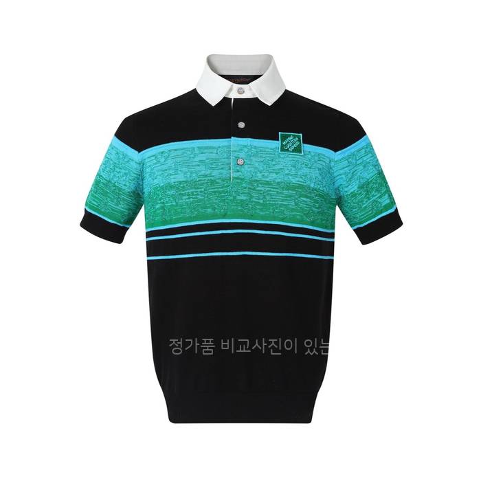 루*비통 이리데슨트 자카드 쇼트 슬리브드 폴로 니트 반팔