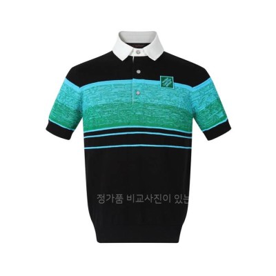 루*비통 이리데슨트 자카드 쇼트 슬리브드 폴로 니트 반팔