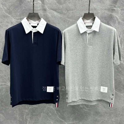[국내배송] 톰*라운 배색넥 로고패치 코튼카라티 (2color)
