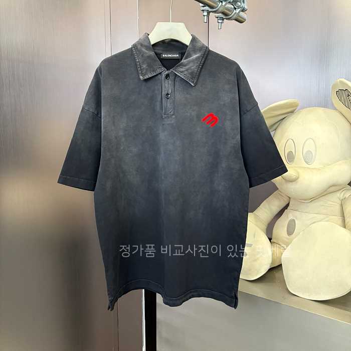 [국내배송] 발*시아가 백로고 빈티지 워싱 카라티