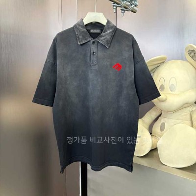 [국내배송] 발*시아가 백로고 빈티지 워싱 카라티