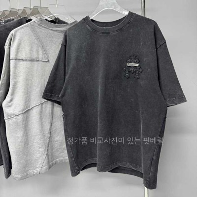 [국내배송] 크*하츠 피그먼트 크로스 절개티셔츠