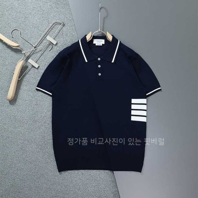 [국내배송] 톰*라운 사이드 4바 사선 카라 반팔 니트 (2color)