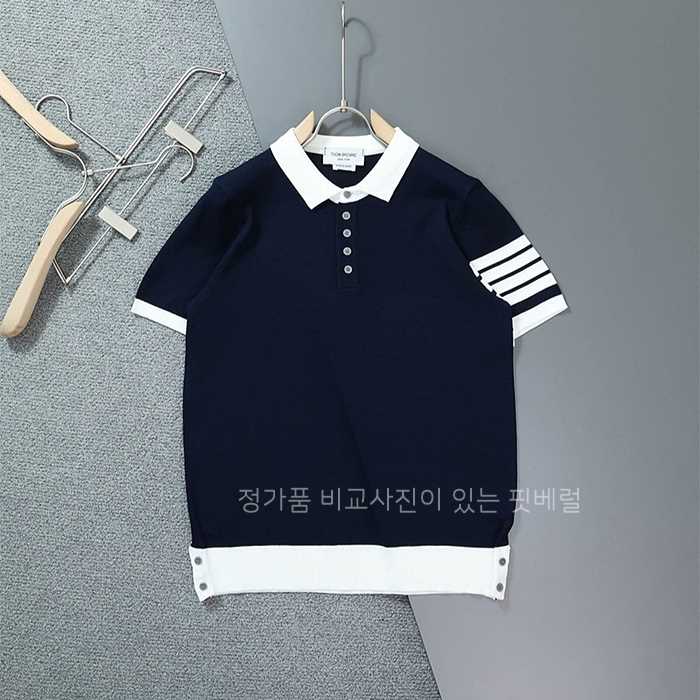 [국내배송] 톰*라운 4바 완장 클래식 카라 반팔 니트 (2color)