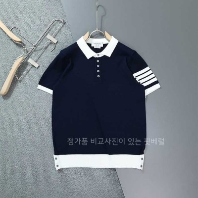 [국내배송] 톰*라운 4바 완장 클래식 카라 반팔 니트 (2color)