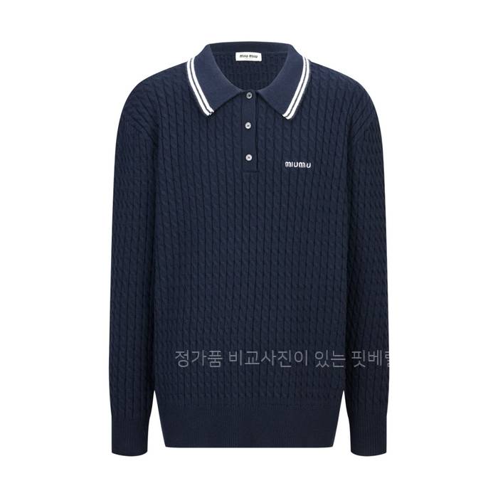미*미우 로고 케이블 폴로 니트
