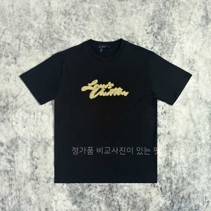 [국내배송] 루*비통 25 엠브로이더드 라피아 로고 반팔티셔츠