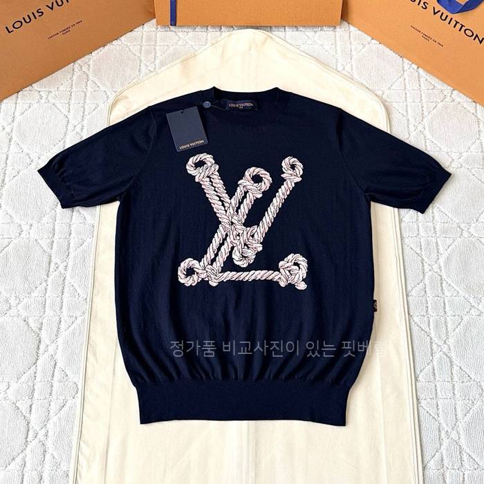 루*비통 노티컬 LV 니트 톱 반팔 여성용