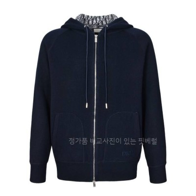 디* 오블리크 니트 후드 집업 자켓