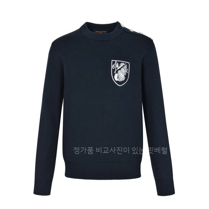 루*비통 엠브로이더드 버튼 크루넥 니트