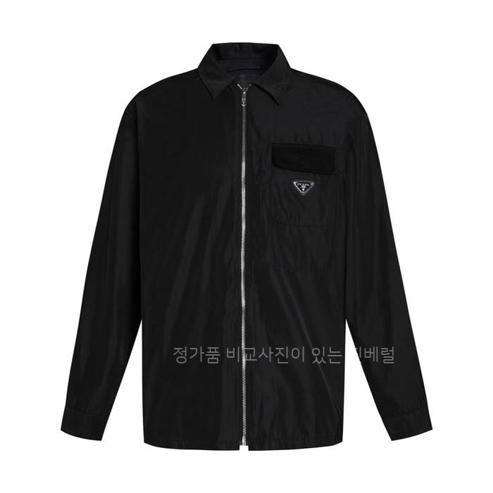 프*다 솔리드 나일론 로고 라펠 자켓