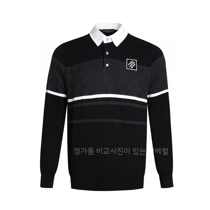 루*비통 모노그램 자카드 롱 슬리브드 폴로 긴팔티셔츠