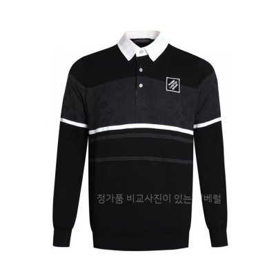 루*비통 모노그램 자카드 롱 슬리브드 폴로 긴팔티셔츠