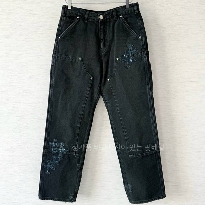 크*하츠 십자가 패치 카펜터 데님 팬츠