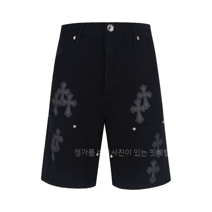 크*하츠 십자가 패치 데님 쇼츠 반바지