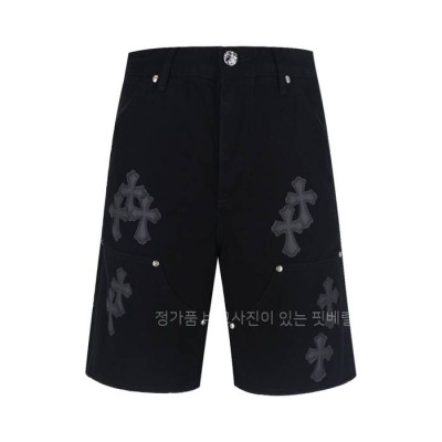 크*하츠 십자가 패치 데님 쇼츠 반바지