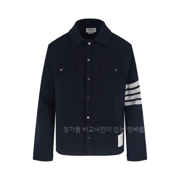 톰*라운 더블 페이스 코튼 니트 사선 버튼 다운 셔츠 자켓