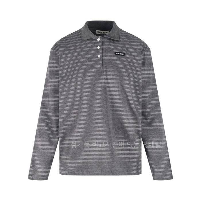 미*미우 스트라이프 폴로 긴팔티셔츠