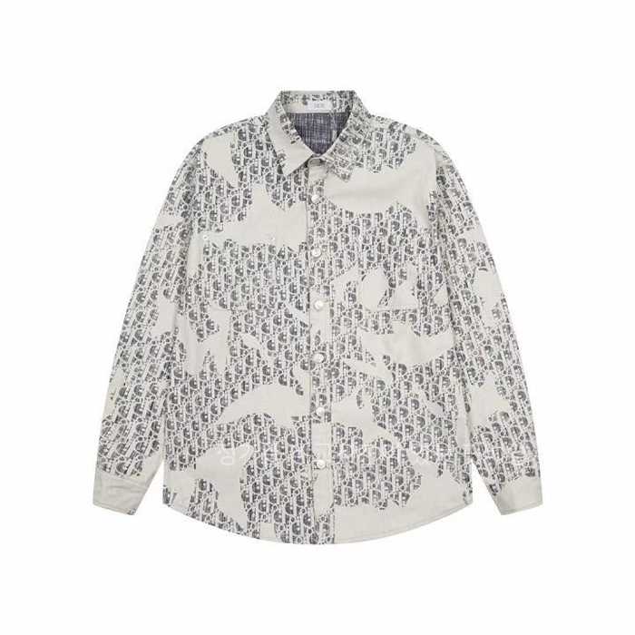 [국내배송] 디* bird나염 오블리크 데님 셔츠