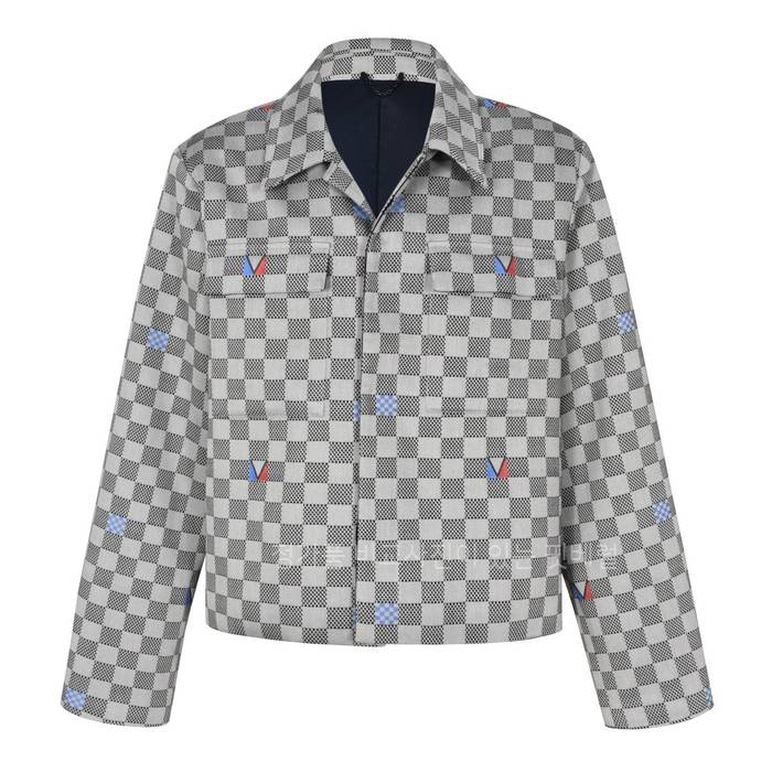 루*비통 다미에 오픈 카라 코튼 오버셔츠 자켓