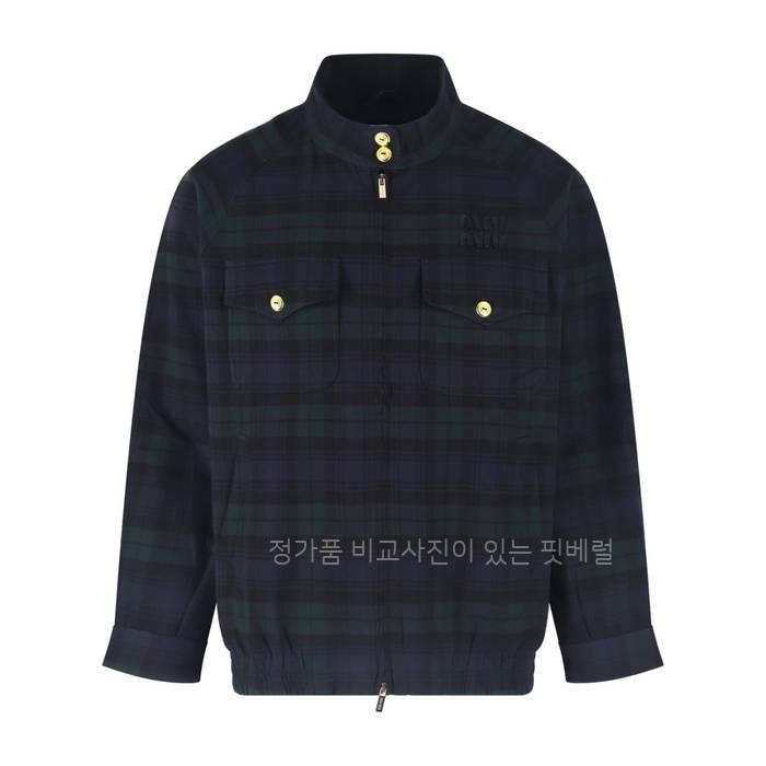 미*미우 체크 플레드 울 자켓