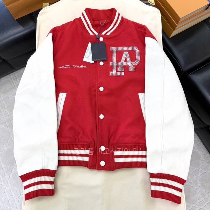 루*비통 믹스 레더 바시티 블루종 자켓